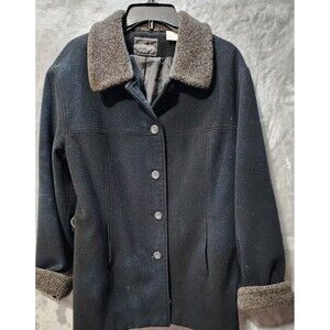 Vintage Oakbrook Wool Blend Womens Chore Barn Coat Jacket 14 Black Outdoor